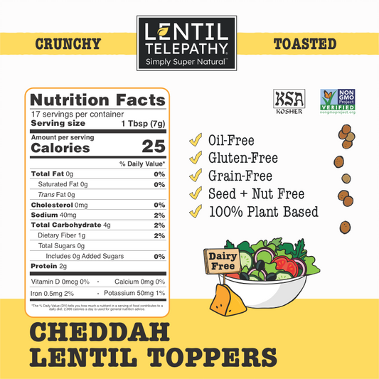 Lentil Telepathy Savory Cheddah (Dairy Free) Crunchy Toasted Toppers