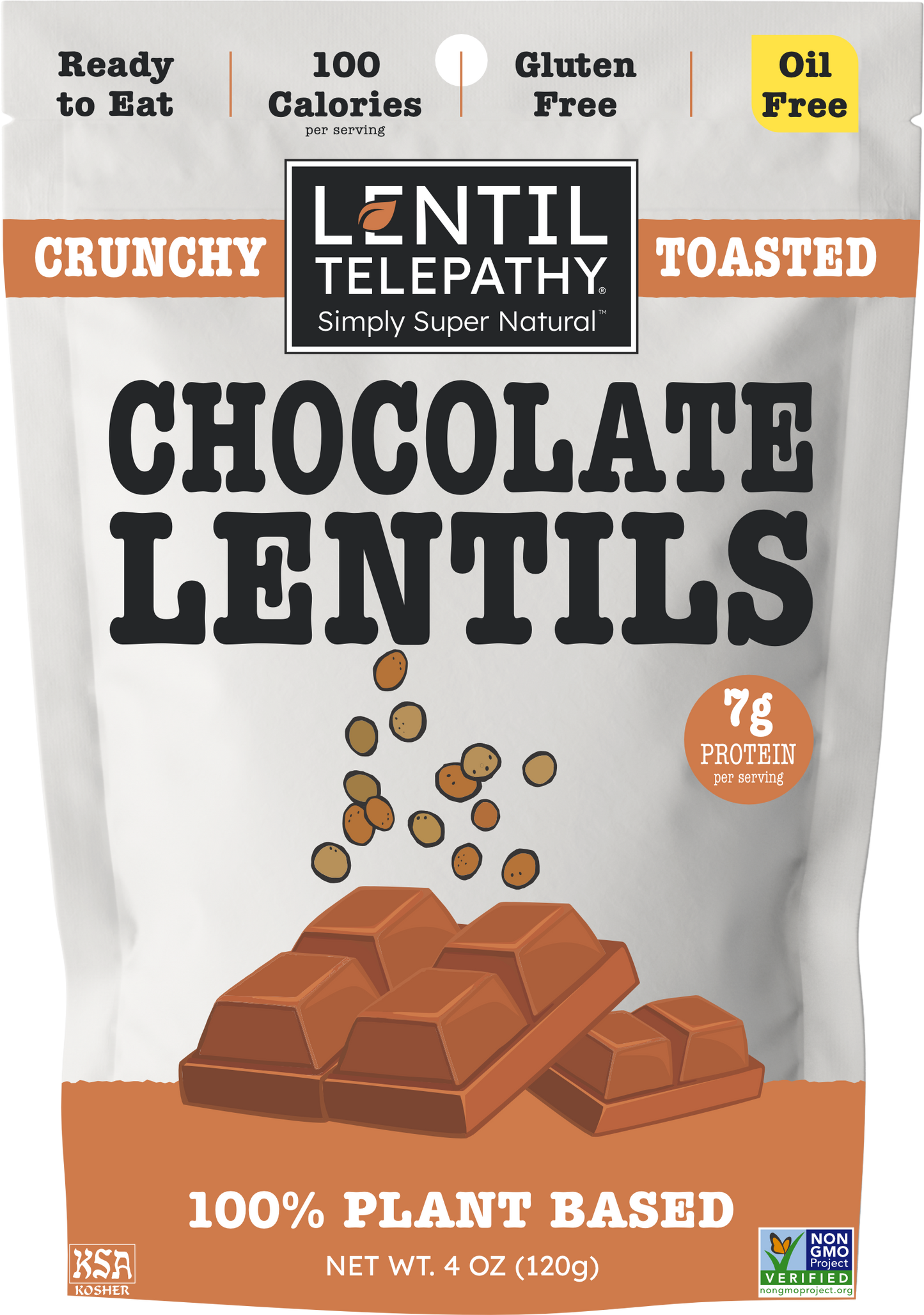 Lentil Telepathy Chocolate Crunchy Toasted Lentil Snack (GTFM)