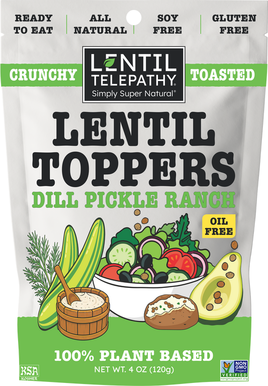 Lentil Telepathy Dill Pickle Ranch Crunchy Toasted Toppers - Pack of 3 - 4oz Bags