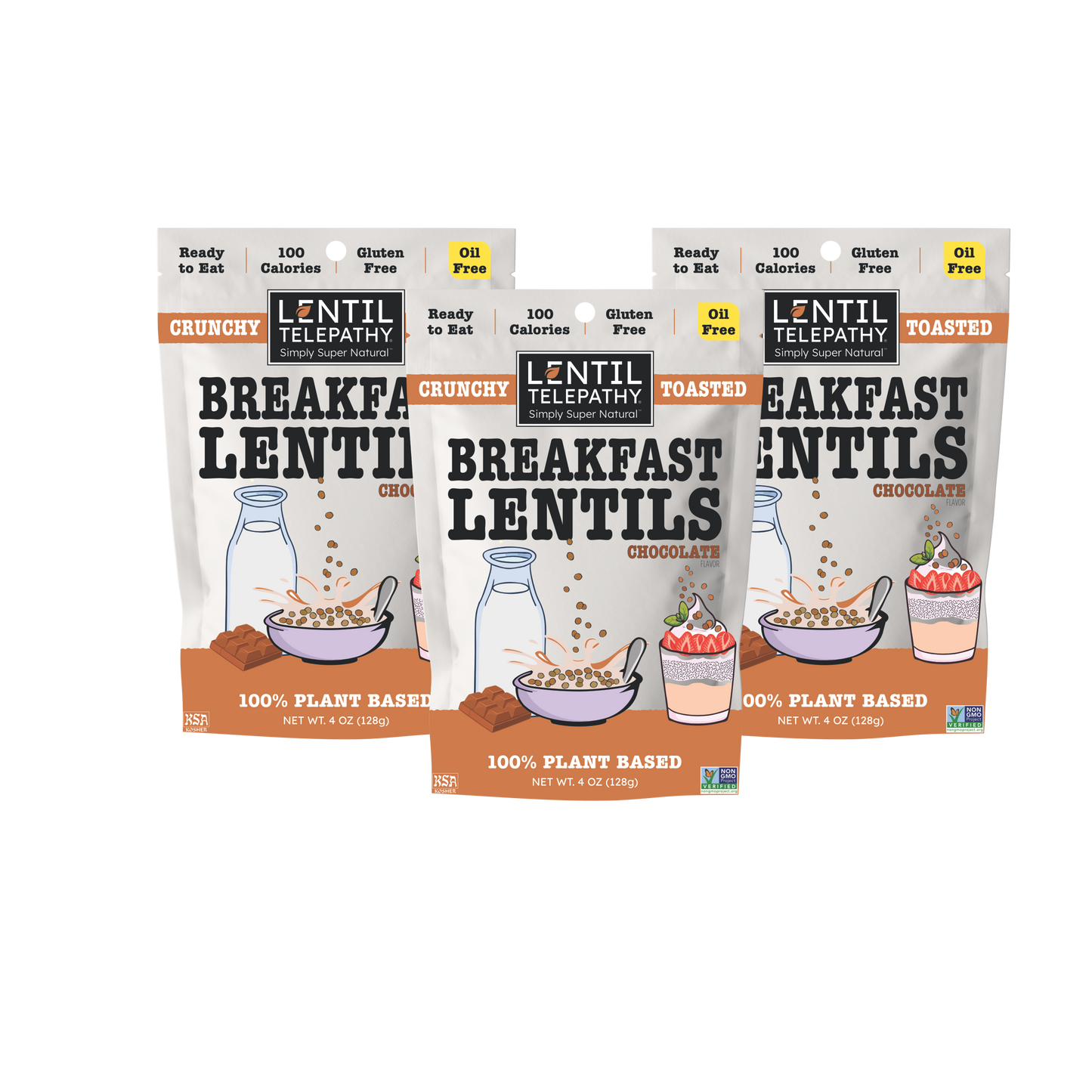 Lentil Telepathy Crunchy Toasted Chocolate Breakfast & Topper 3 Pack