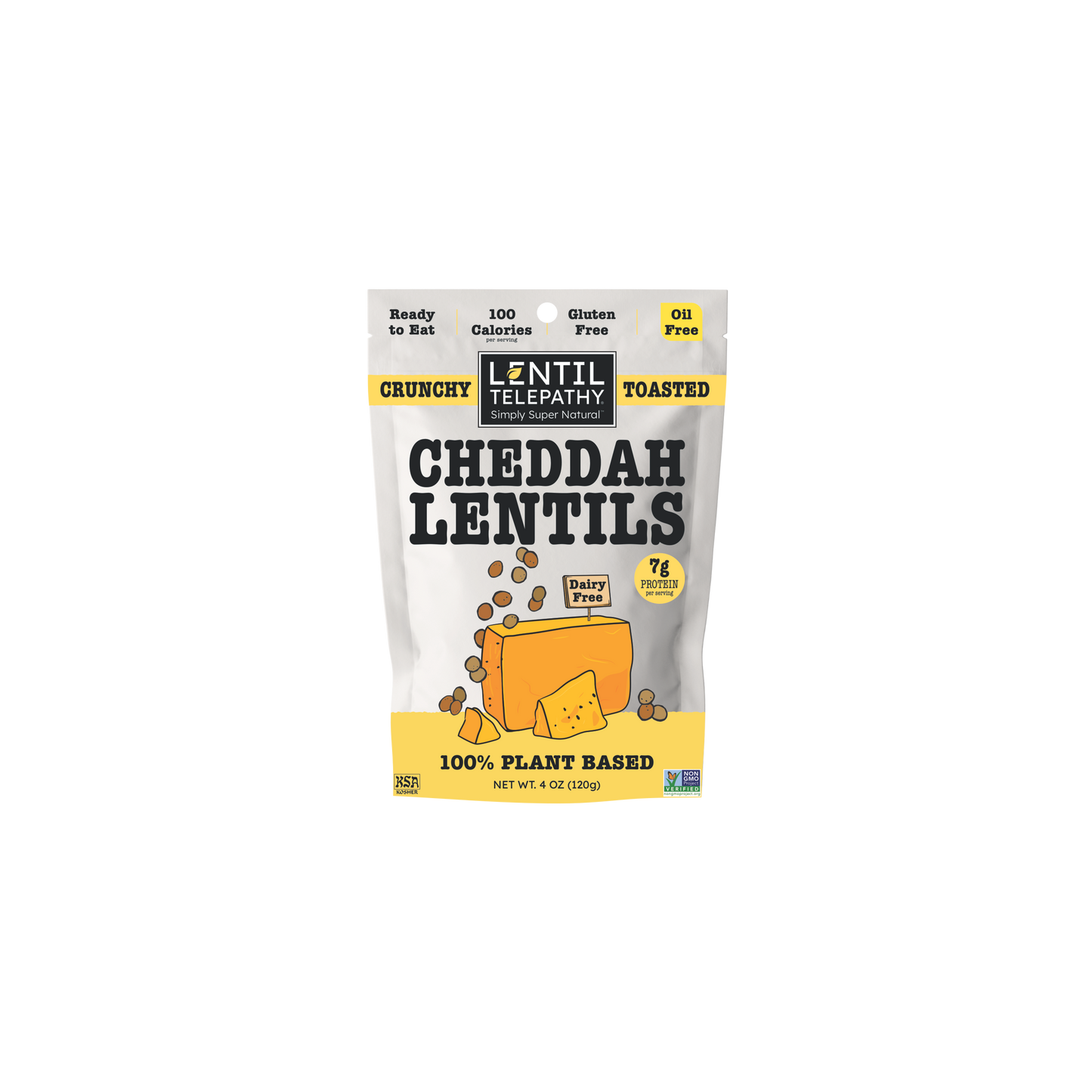 Lentil Telepathy Savory Cheddah (Dairy Free) Crunchy Toasted Snacks