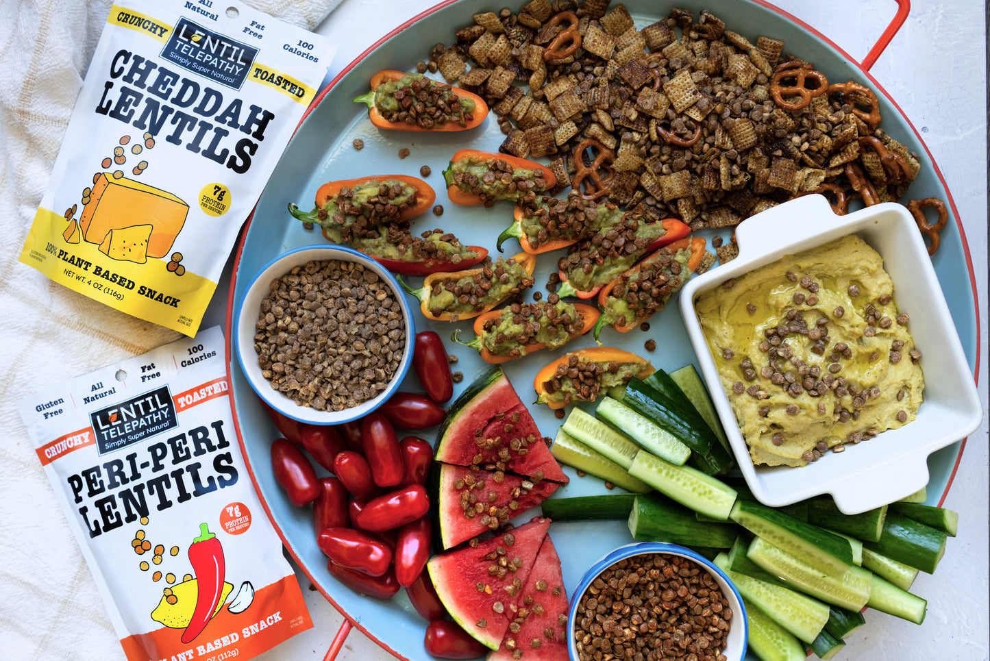 Lentil Telepathy Savory Cheddah (Dairy Free) Crunchy Toasted Snacks 3 Pack.