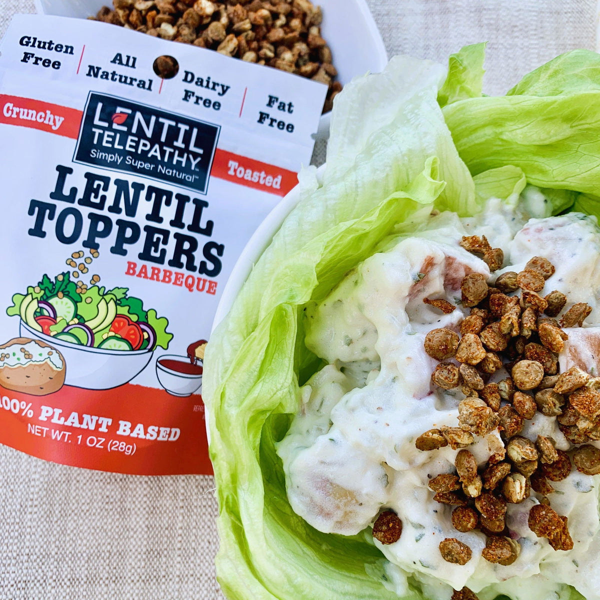 Lentil Telepathy Tangy BBQ (Barbeque) Crunchy Toasted Toppers - Lentil Telepathy