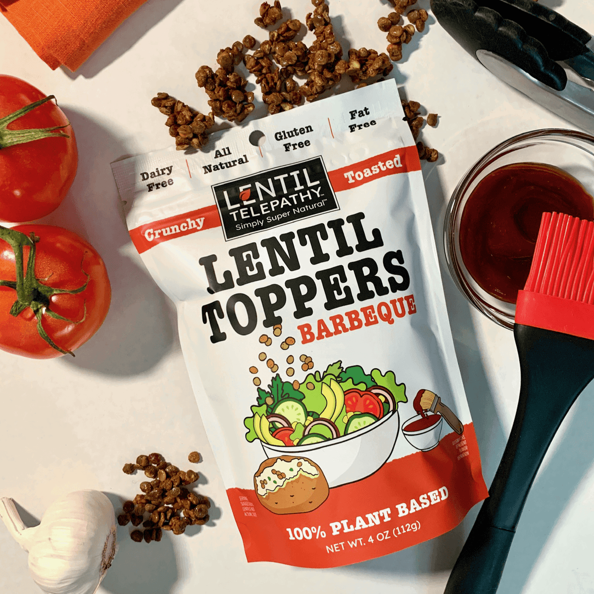 Lentil Telepathy Tangy BBQ (Barbeque) Crunchy Toasted Toppers - Lentil Telepathy