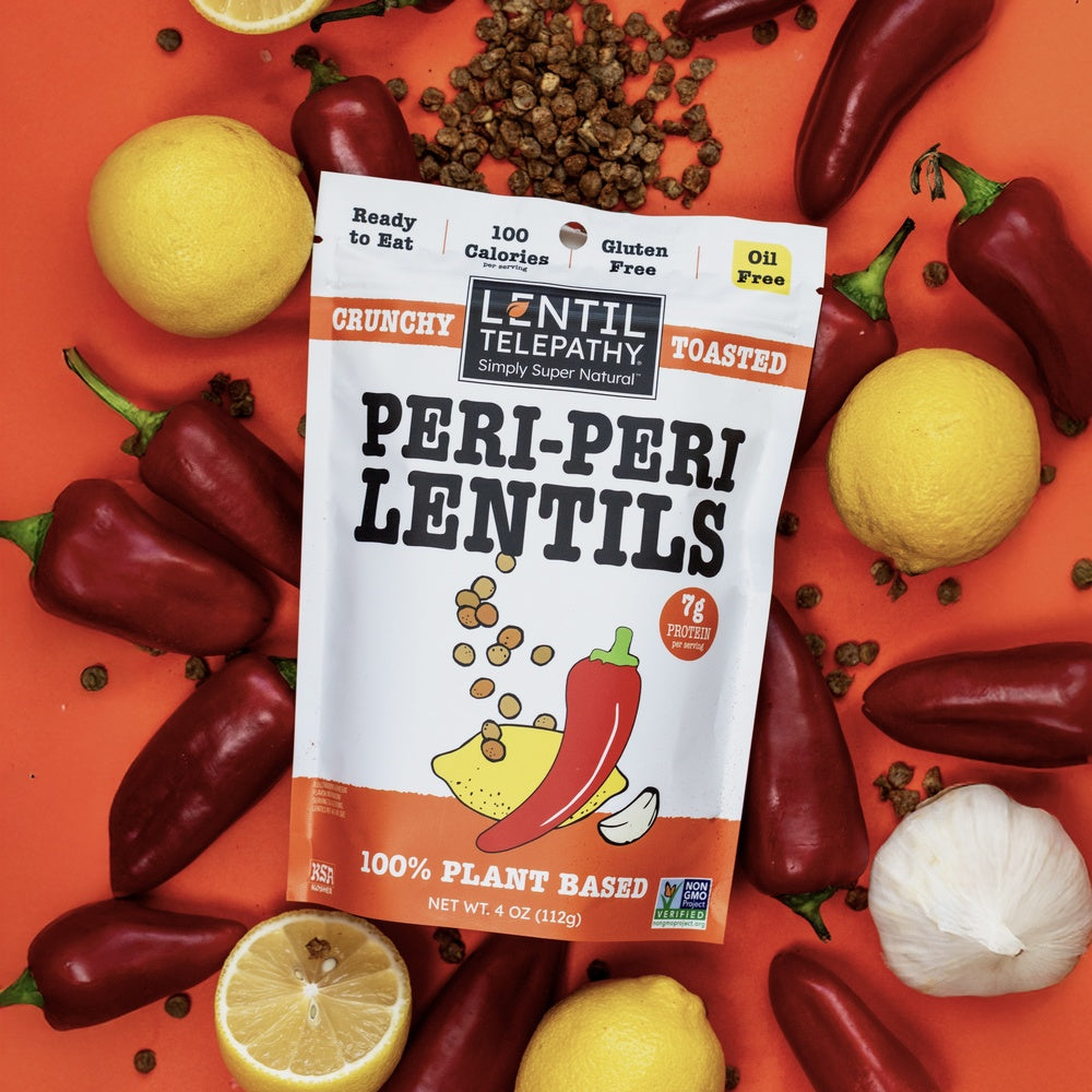 Lentil Telepathy Peri-Peri Chili Lemon Crunchy Lentil Snacks – 3-Pack (4 oz Bags)