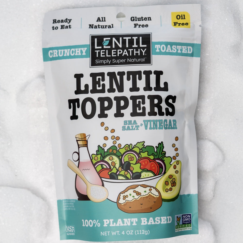 Lentil Telepathy Sea Salt & Vinegar Crunchy Lentil Toppers – 3-Pack (4 oz Bags)