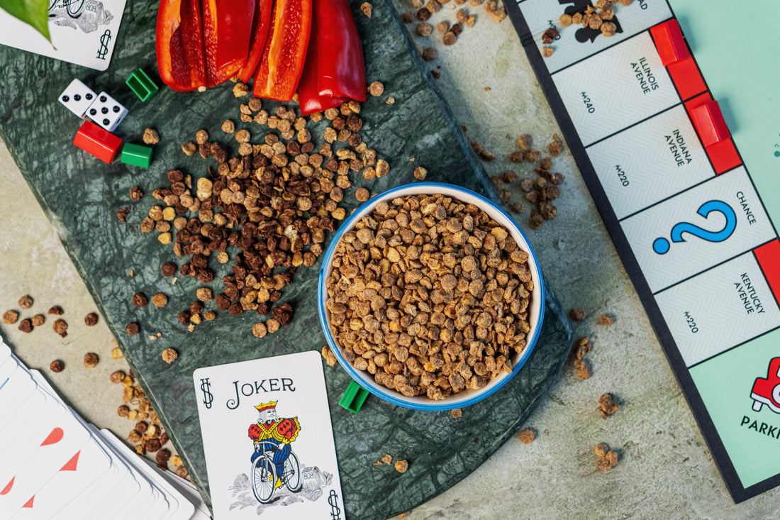 Bowl of crunchy lentil snacks for game night as a healthier alternative to chips