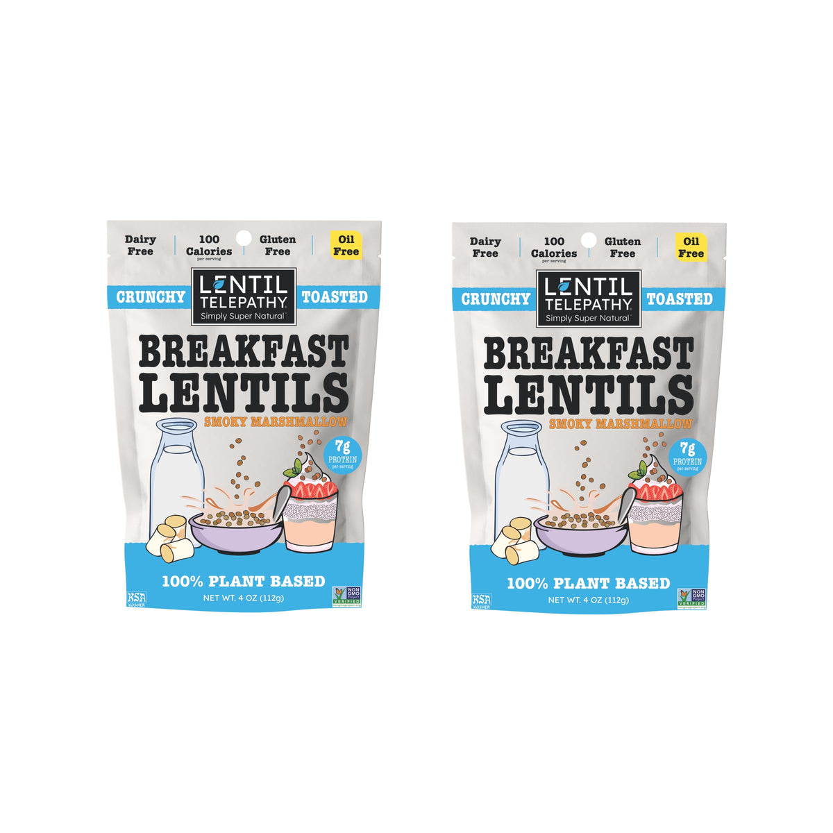 Lentil Telepathy Healthy Breakfast High Protein Cereal or Granola Alternative, Plant-Based, Gluten-Free, Non-GMO, Vegan-Friendly, 4 Ounce Bags