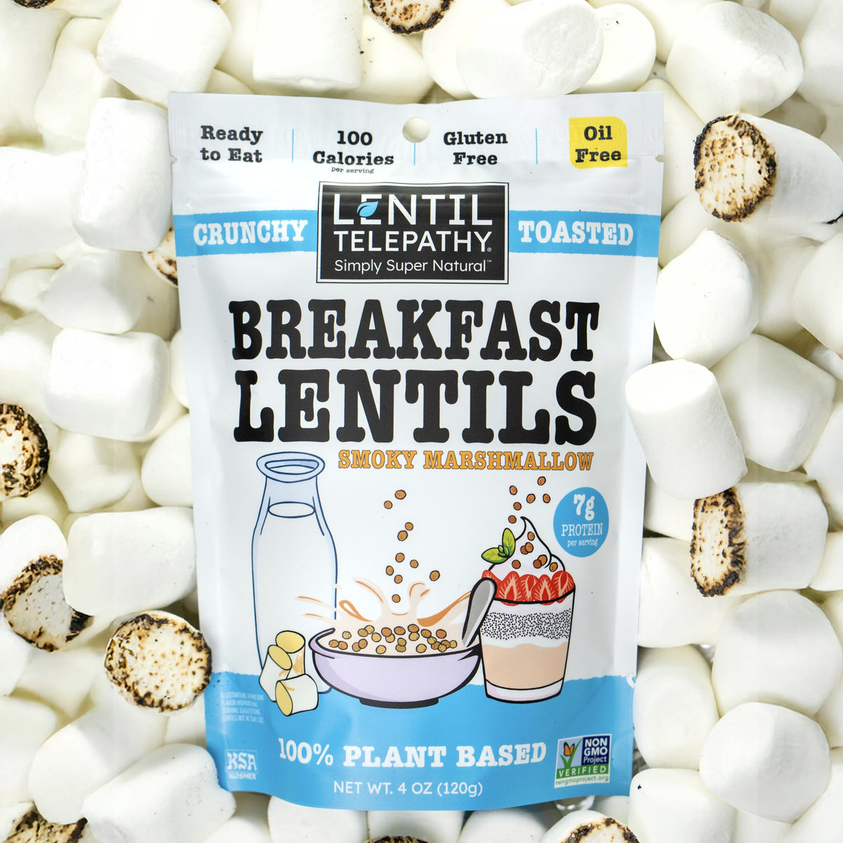 Lentil Telepathy Healthy Breakfast High Protein Cereal or Granola Alternative, Plant-Based, Gluten-Free, Non-GMO, Vegan-Friendly, 4 Ounce Bags