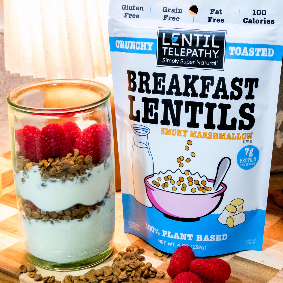 Lentil Telepathy Healthy Breakfast High Protein Cereal or Granola Alternative, Plant-Based, Gluten-Free, Non-GMO, Vegan-Friendly, 4 Ounce Bags
