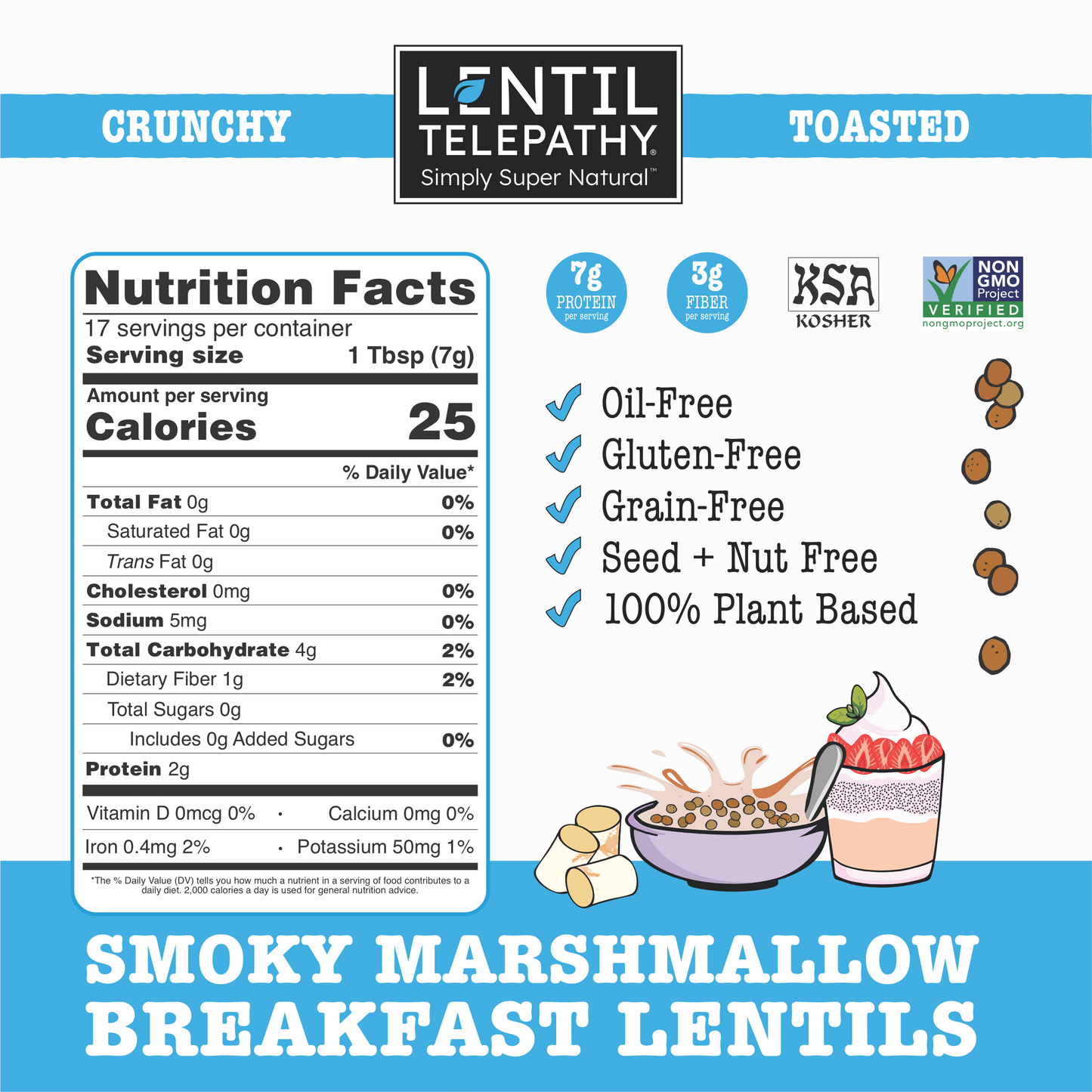 Lentil Telepathy Smoky Marshmallow Crunchy Toasted Breakfast Lentils & Dessert Topper 3 Pack