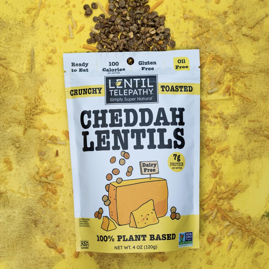 Lentil Telepathy Savory Cheddah (Dairy Free) Crunchy Toasted Snacks 3 Pack