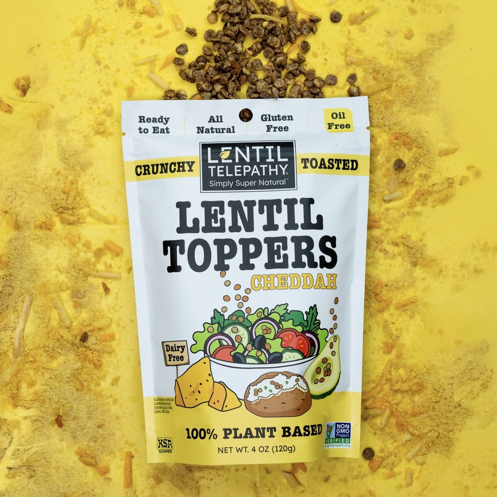 Lentil Telepathy Savory Cheddah (Dairy Free) Crunchy Toasted Toppers 3 Pack