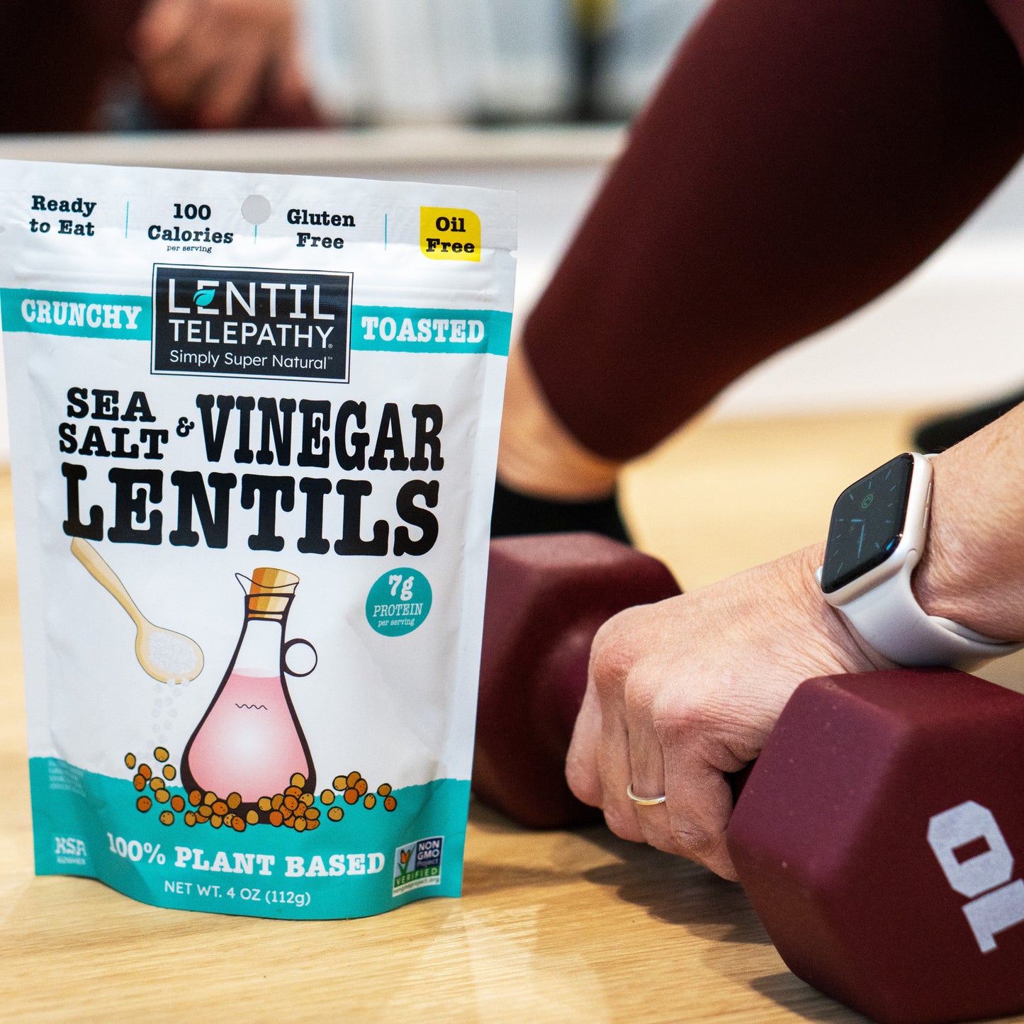 Lentil Telepathy Sea Salt & Vinegar Crunchy Toasted Snacks 3 Pack.
