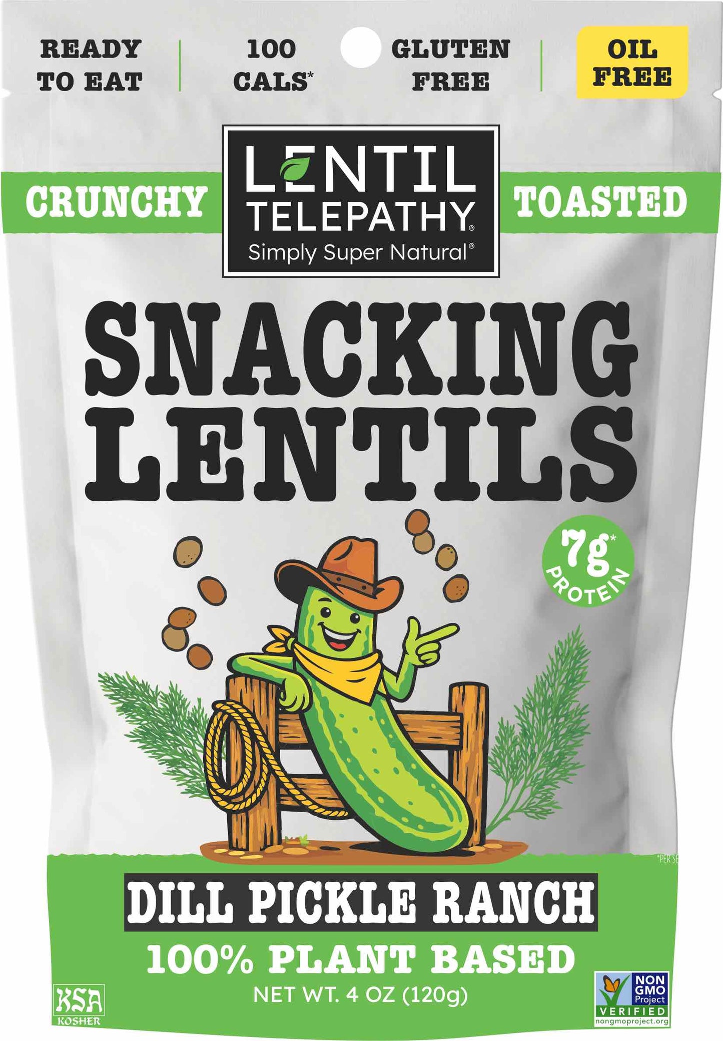 Lentil Telepathy Dill Pickle Ranch Crunchy Toasted Snacks 3 Pack - 4oz bags