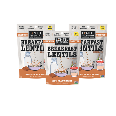 Lentil Telepathy Chocolate Breakfast Lentils, three 4 oz bags