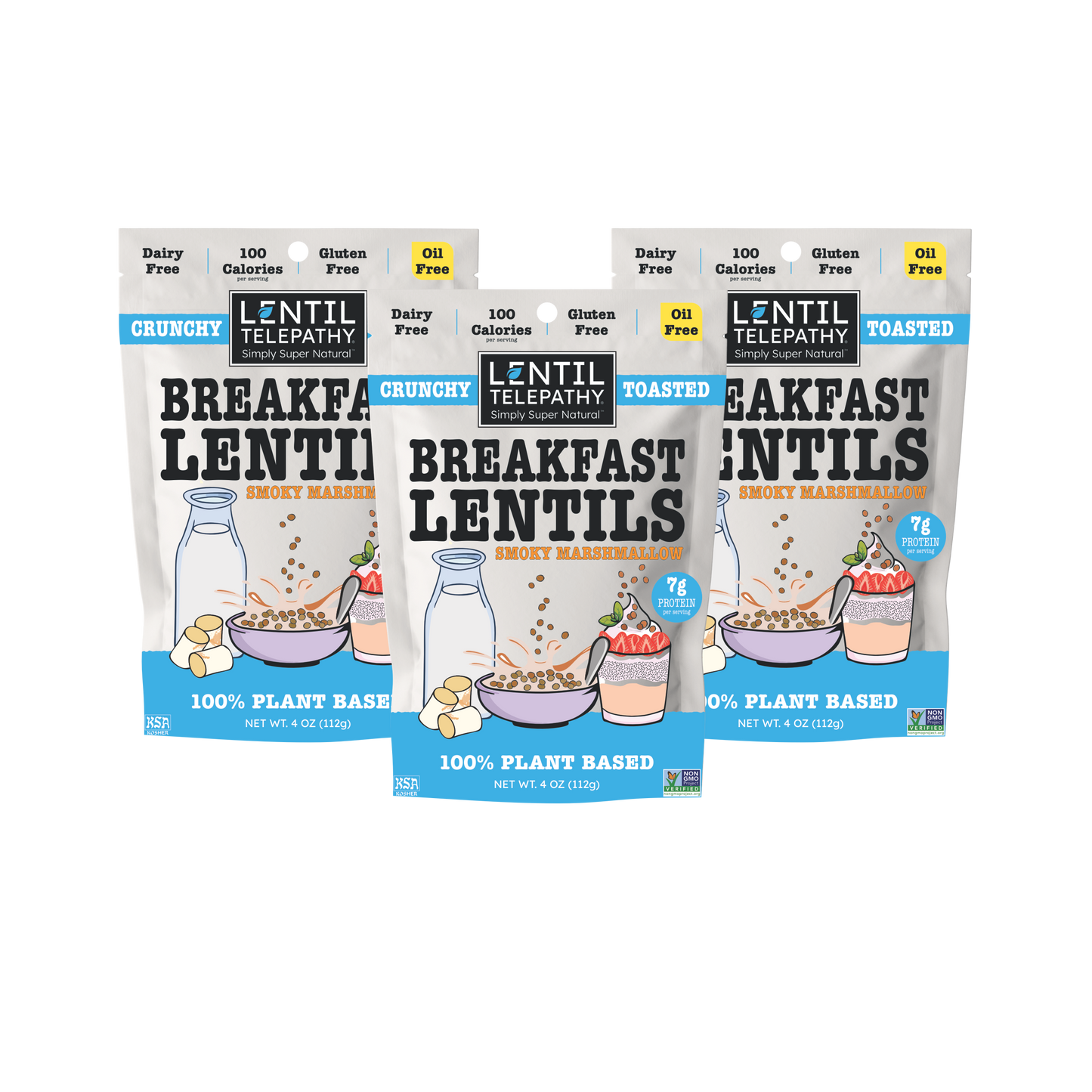 Lentil Telepathy Smoky Marshmallow Crunchy Toasted Breakfast Lentils & Dessert Topper 3 Pack