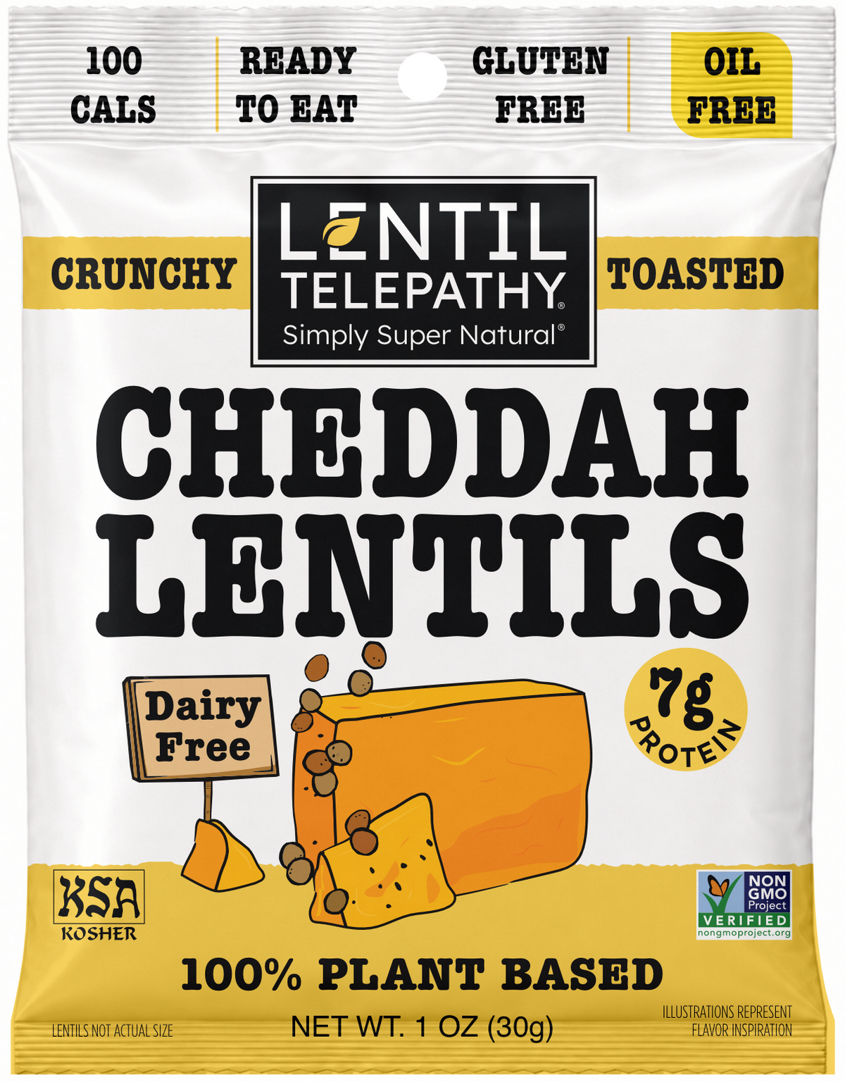 Lentil Telepathy Savory Cheddah (Dairy Free) Crunchy Toasted Snacks