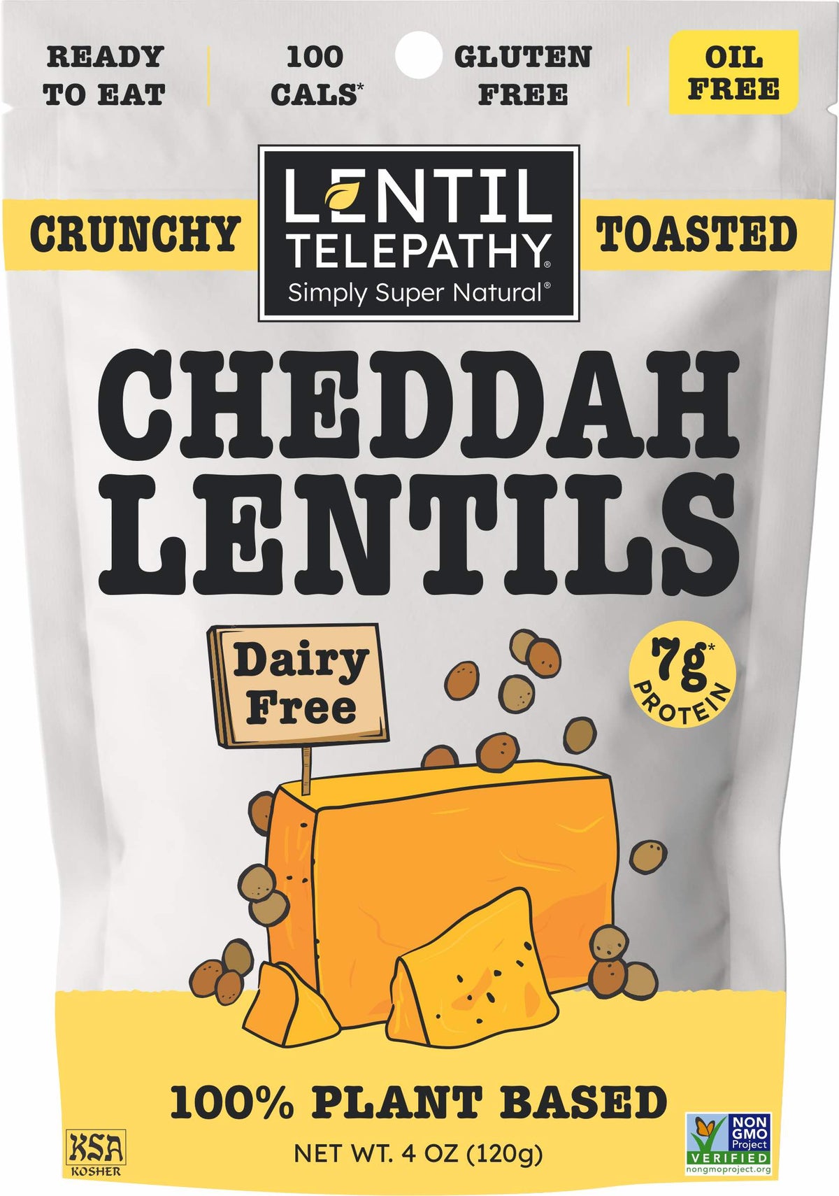 Lentil Telepathy Savory Cheddah (Dairy Free) Crunchy Toasted Snacks
