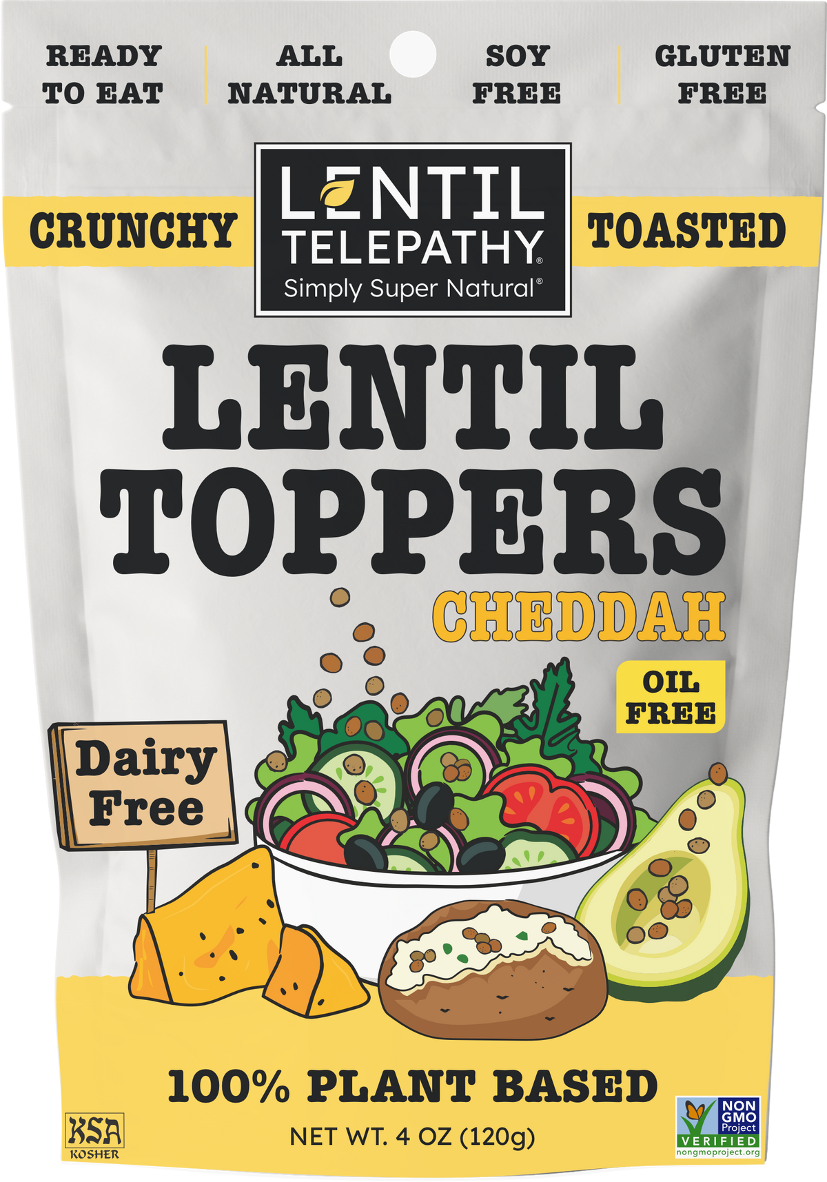 Lentil Telepathy Savory Cheddah (Dairy Free) Crunchy Toasted Toppers