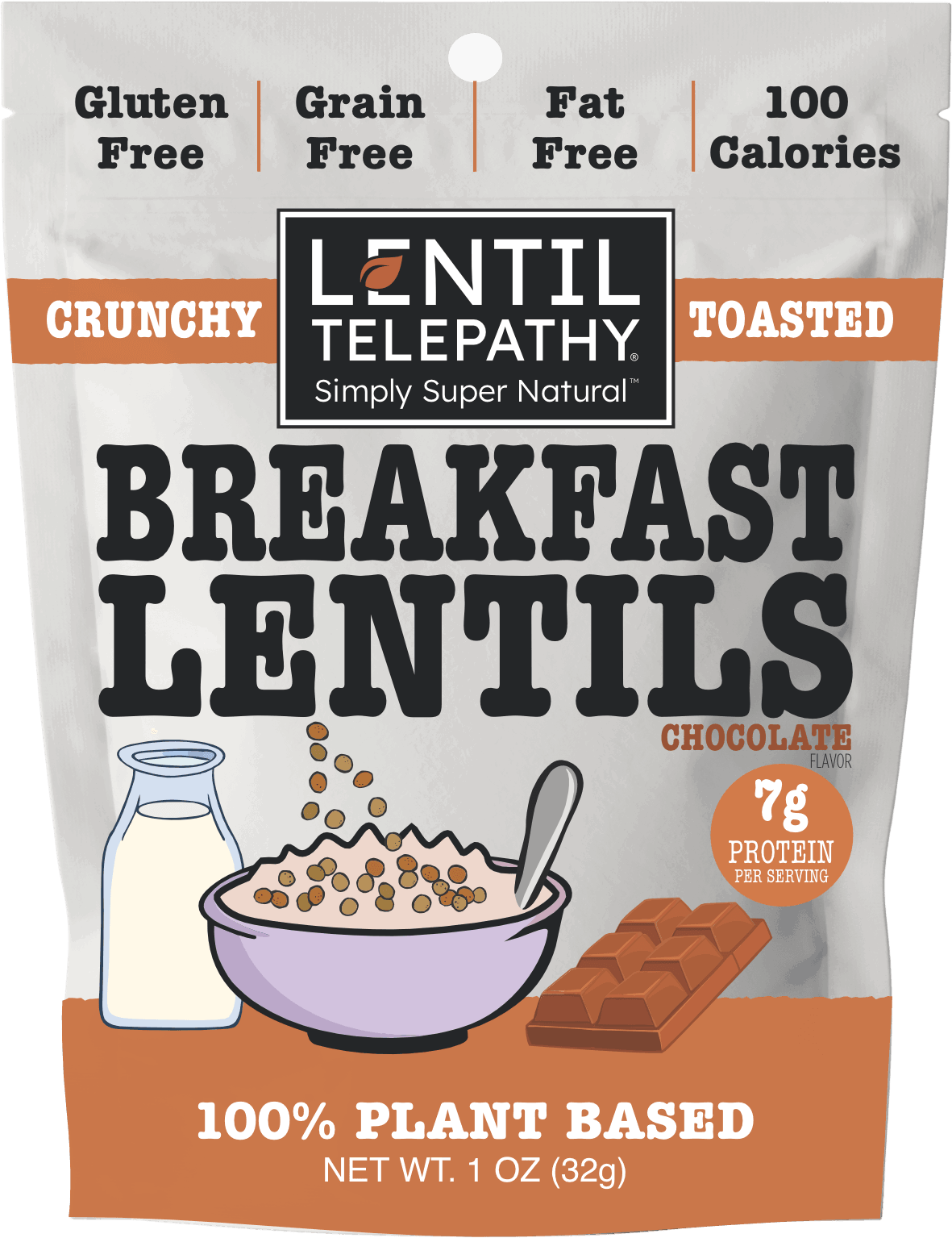 Lentil Telepathy Chocolate Crunchy Toasted Lentil Breakfast and Dessert Topper - Lentil Telepathy