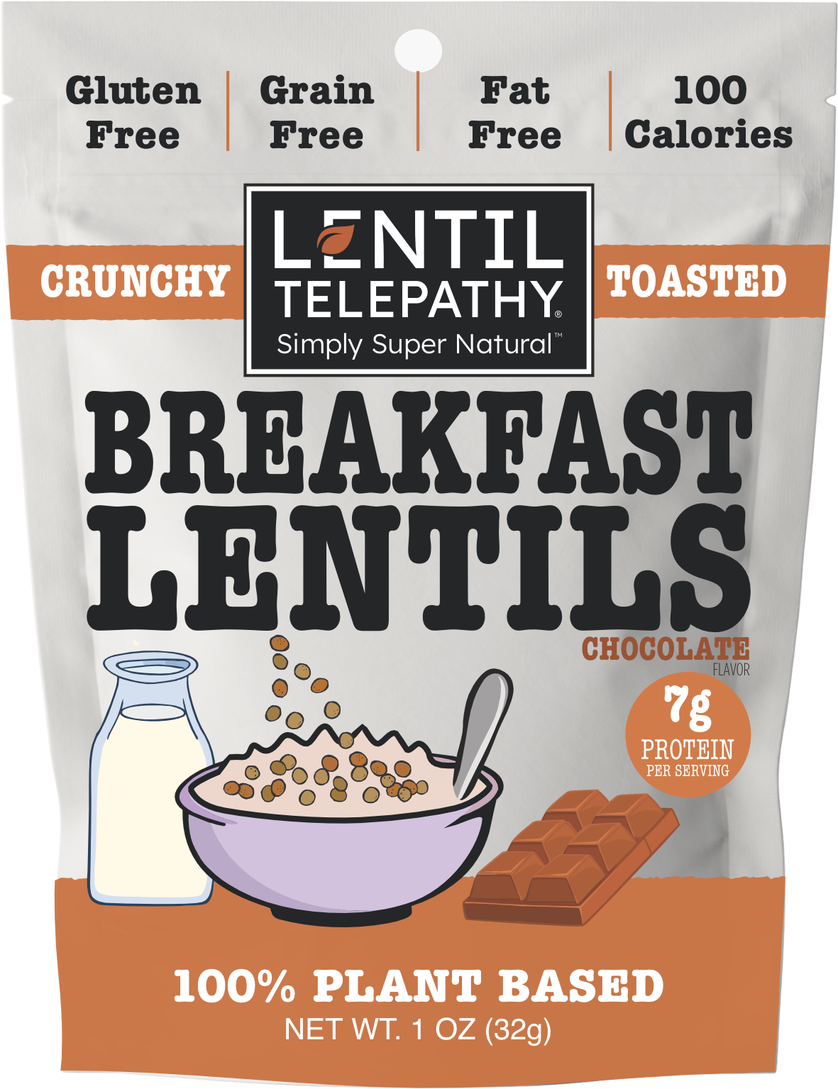 Lentil Telepathy Chocolate Crunchy Toasted Lentil Breakfast and Dessert Topper - Lentil Telepathy