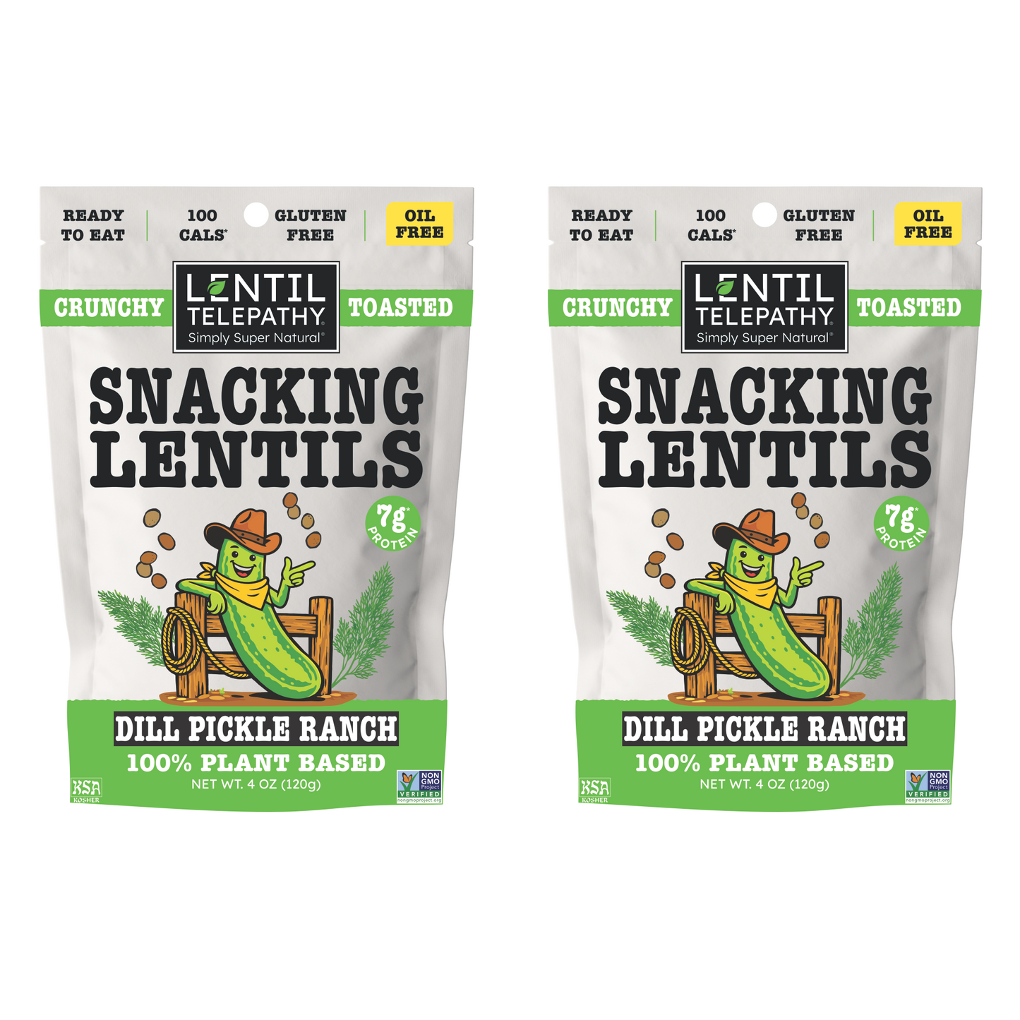 Lentil Telepathy Dill Pickle Ranch Crunchy Toasted Snacks 2 Pack - 4oz bags