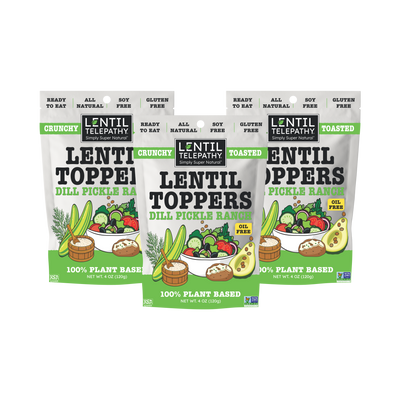 Lentil Telepathy Dill Pickle Ranch Crunchy Toasted Toppers - Pack of 3 - 4oz Bags