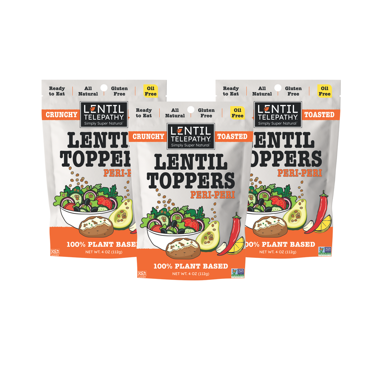 Lentil Telepathy Peri-Peri Chili Lemon Crunchy Toasted Toppers 3 Pack