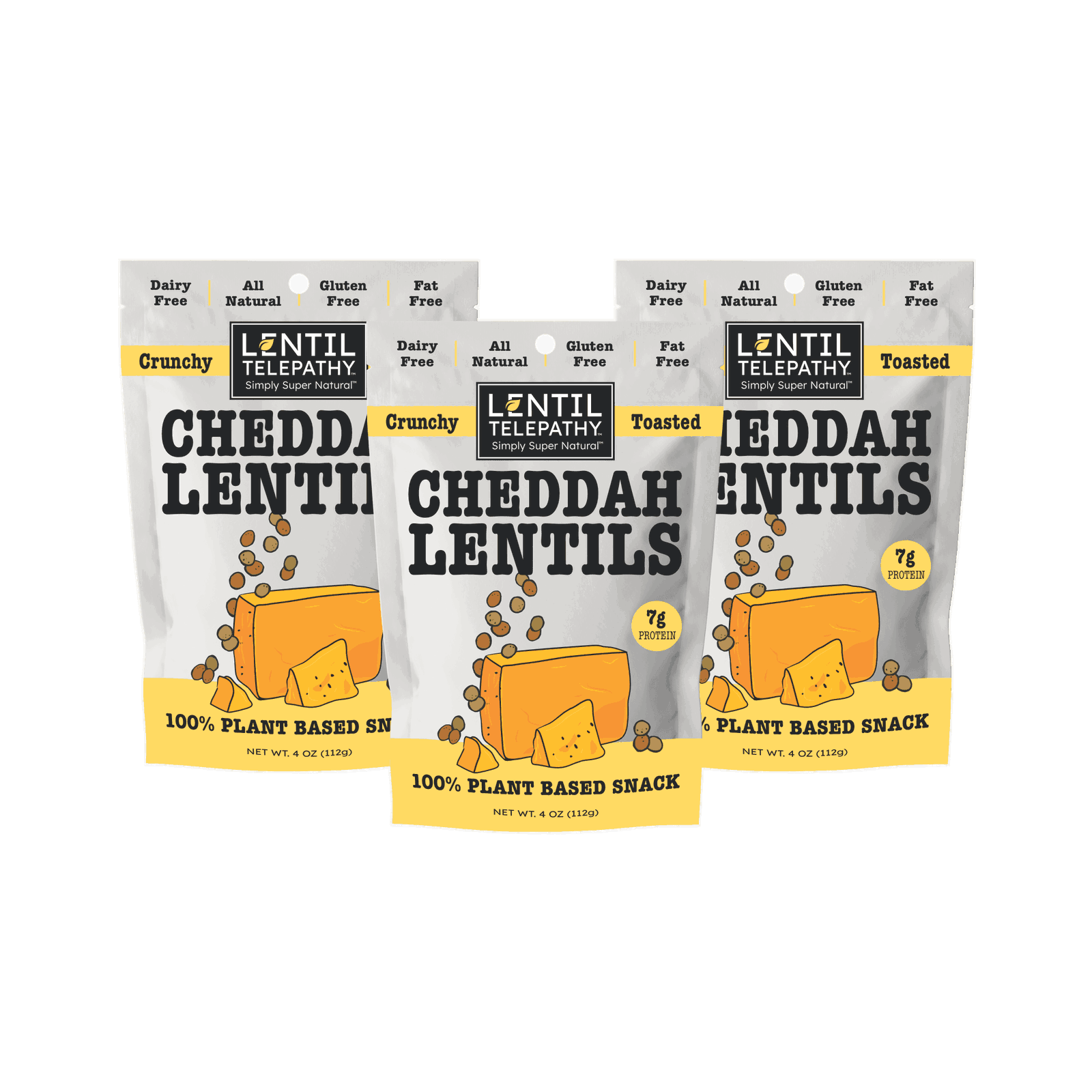 Lentil Telepathy Savory Cheddah (Dairy Free) Crunchy Toasted Snacks - Lentil Telepathy