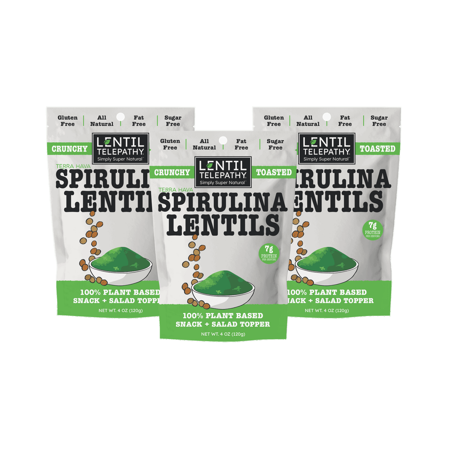 Lentil Telepthy Spirulina Crunchy Toasted Superfood Snack and Topper - Lentil Telepathy