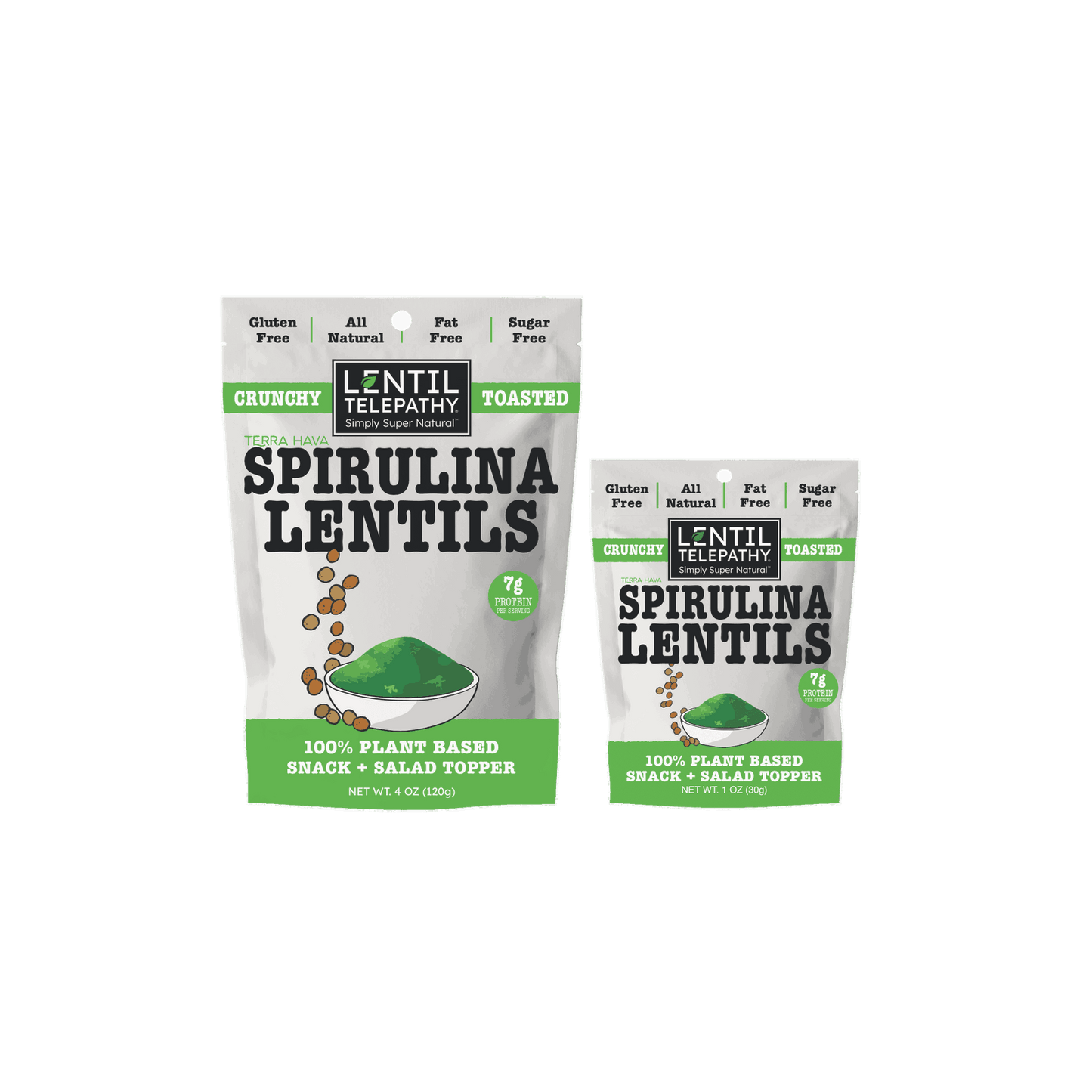 Lentil Telepthy Spirulina Crunchy Toasted Superfood Snack and Topper - Lentil Telepathy