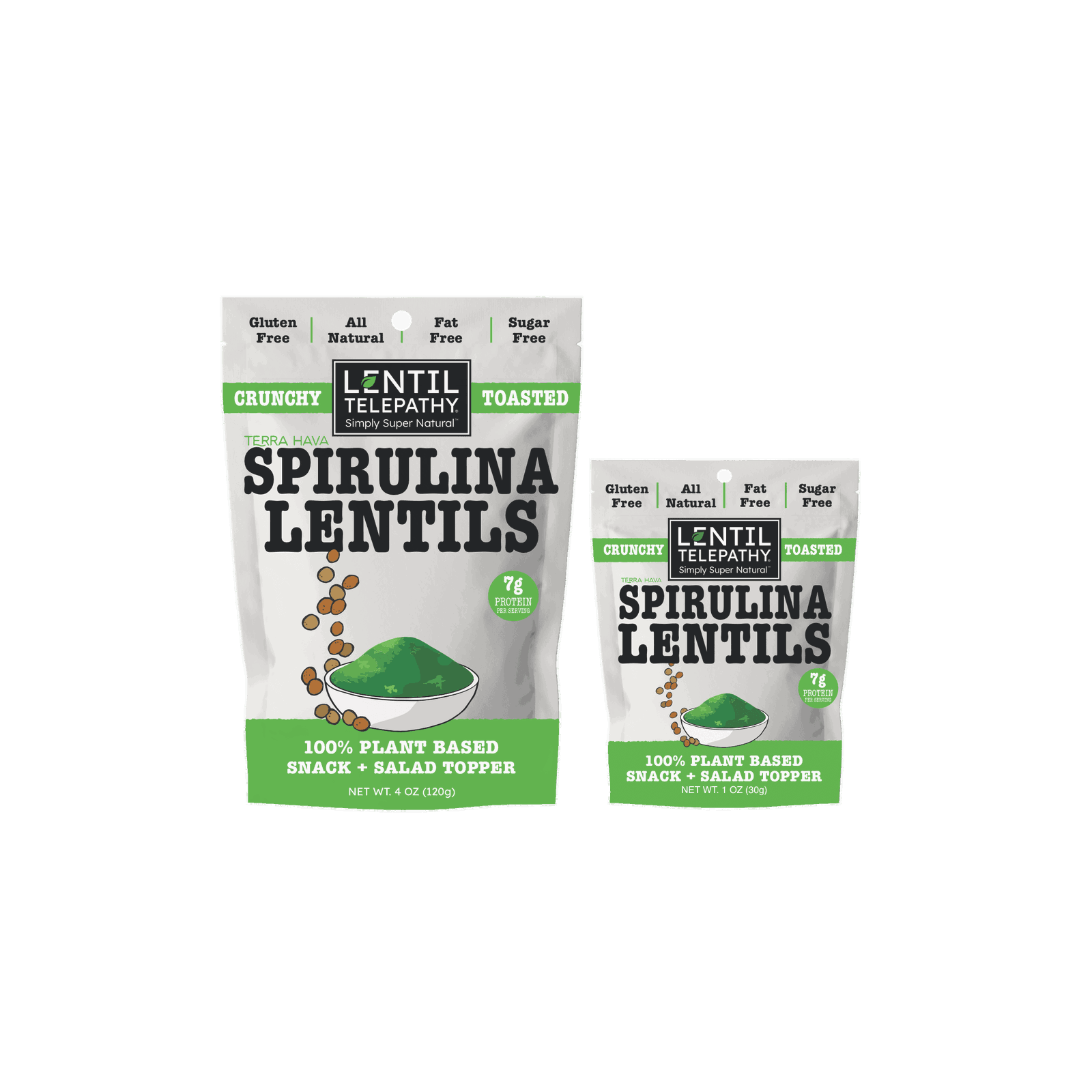 Lentil Telepthy Spirulina Crunchy Toasted Superfood Snack and Topper - Lentil Telepathy