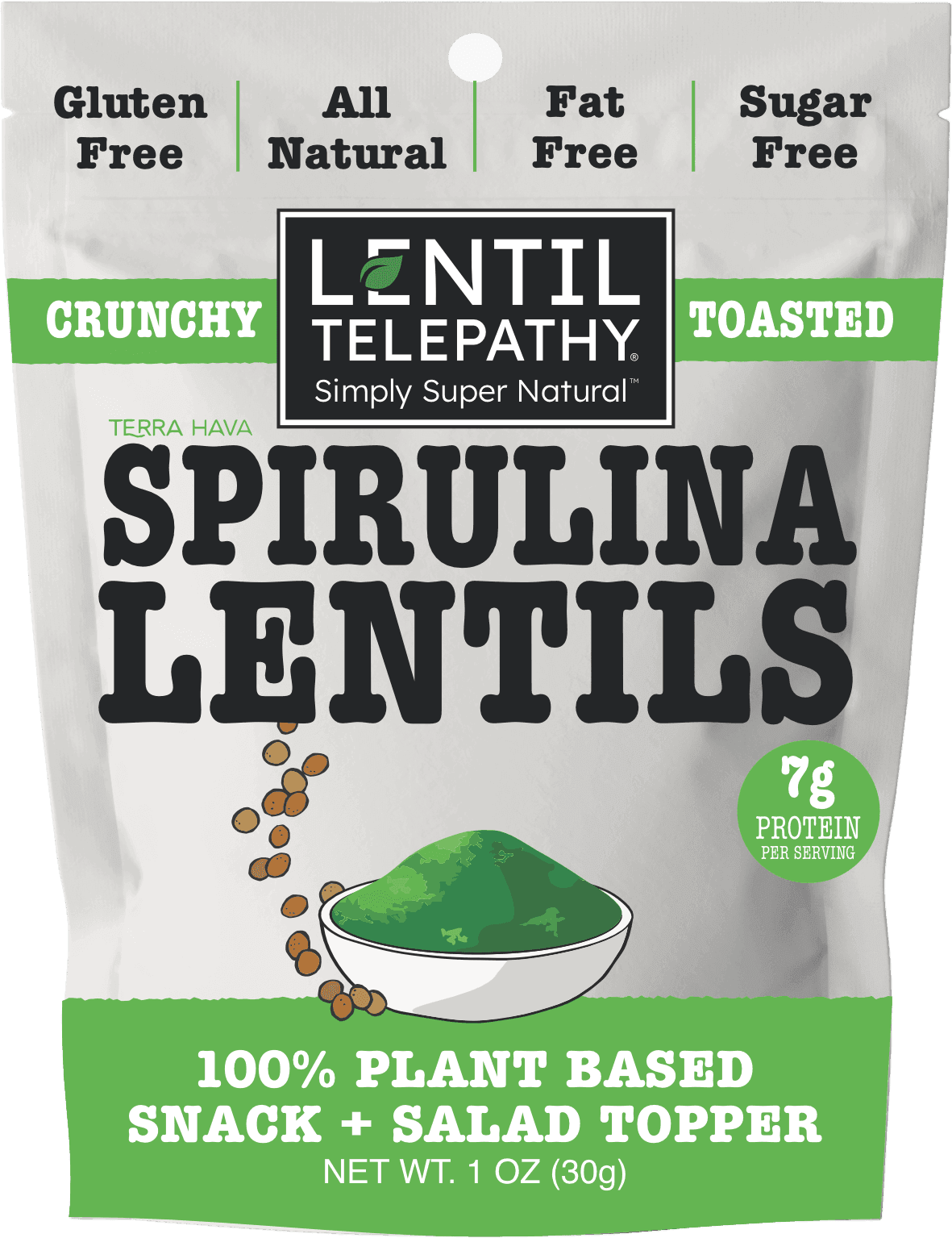 Lentil Telepthy Spirulina Crunchy Toasted Superfood Snack and Topper - Lentil Telepathy