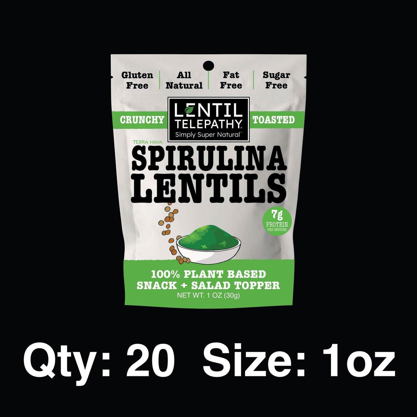 Lentil Telepthy Spirulina Crunchy Toasted Superfood Snack and Topper - Lentil Telepathy