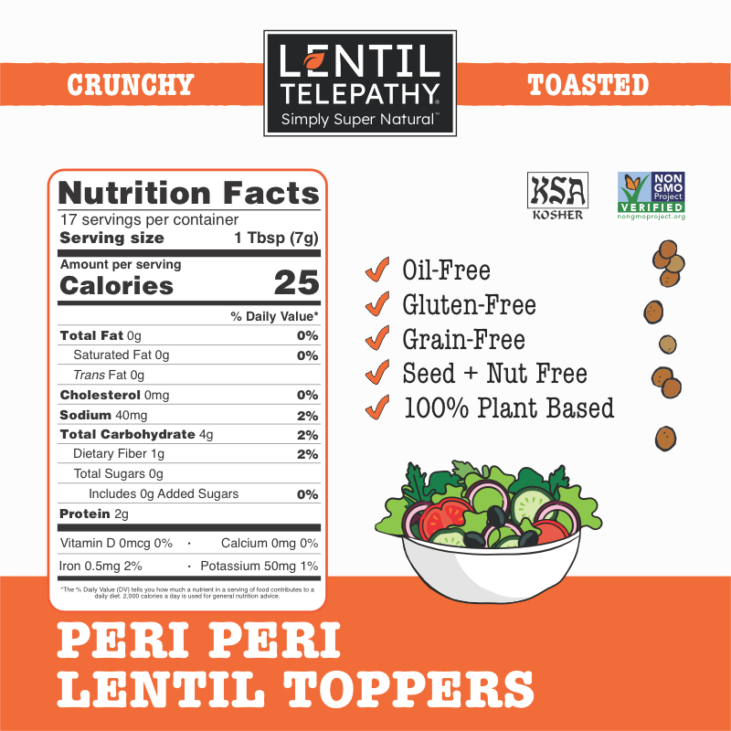 Lentil Telepathy Peri-Peri Chili Lemon Crunchy Toasted Toppers 3 Pack