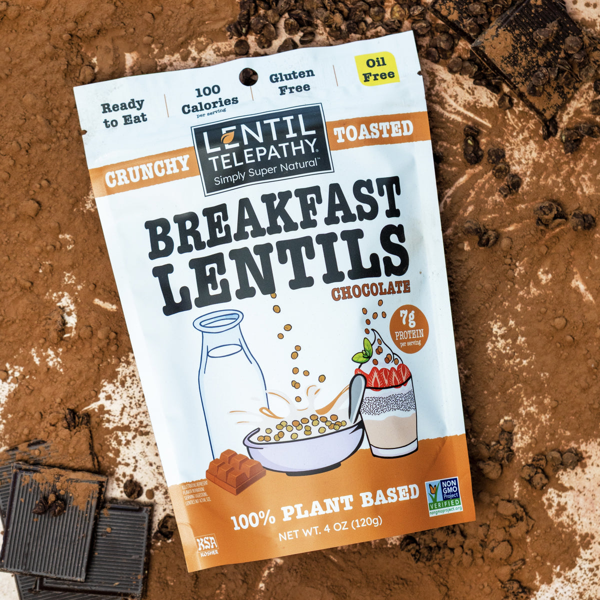 Lentil Telepathy Chocolate Breakfast Lentils – 3-Pack (4 oz Bags)