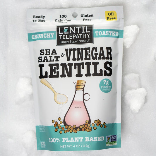 Lentil Telepathy Sea Salt & Vinegar Crunchy Toasted Snacks 3 Pack