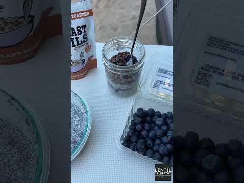 Chocolate lentil chia pudding breakfast