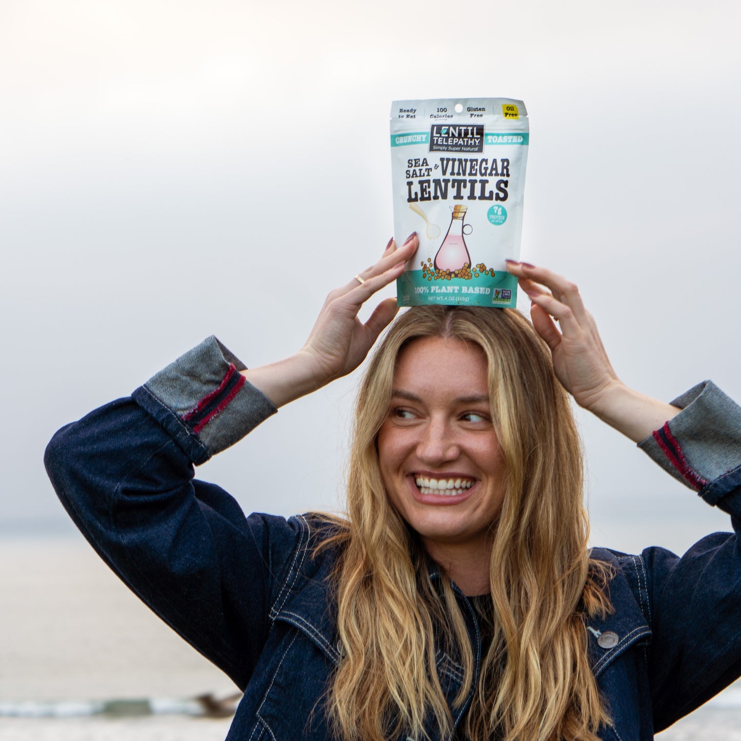Lentil Telepathy Sea Salt & Vinegar Crunchy Toasted Snacks 3 Pack.